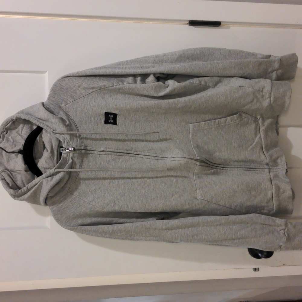 Gray Under Armour Zip Up Hoodie Men's Large Fleece Lined Soft Comfort Like New L